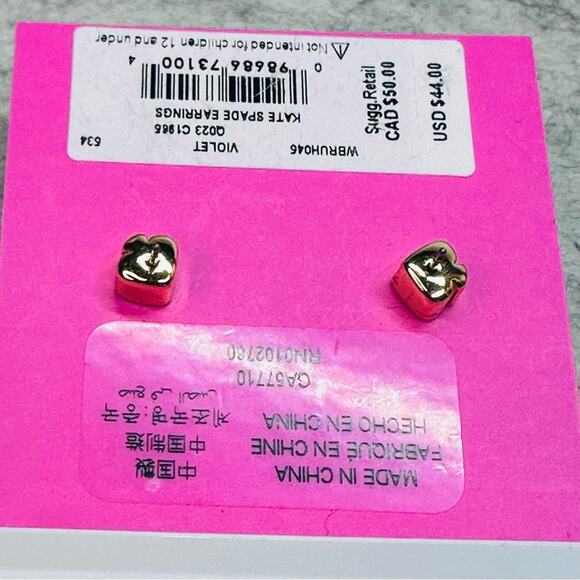 Kate Spade -Clay Pavé Square Stud Earrings, EUC, Violet and Gold - Picture 6 of 9